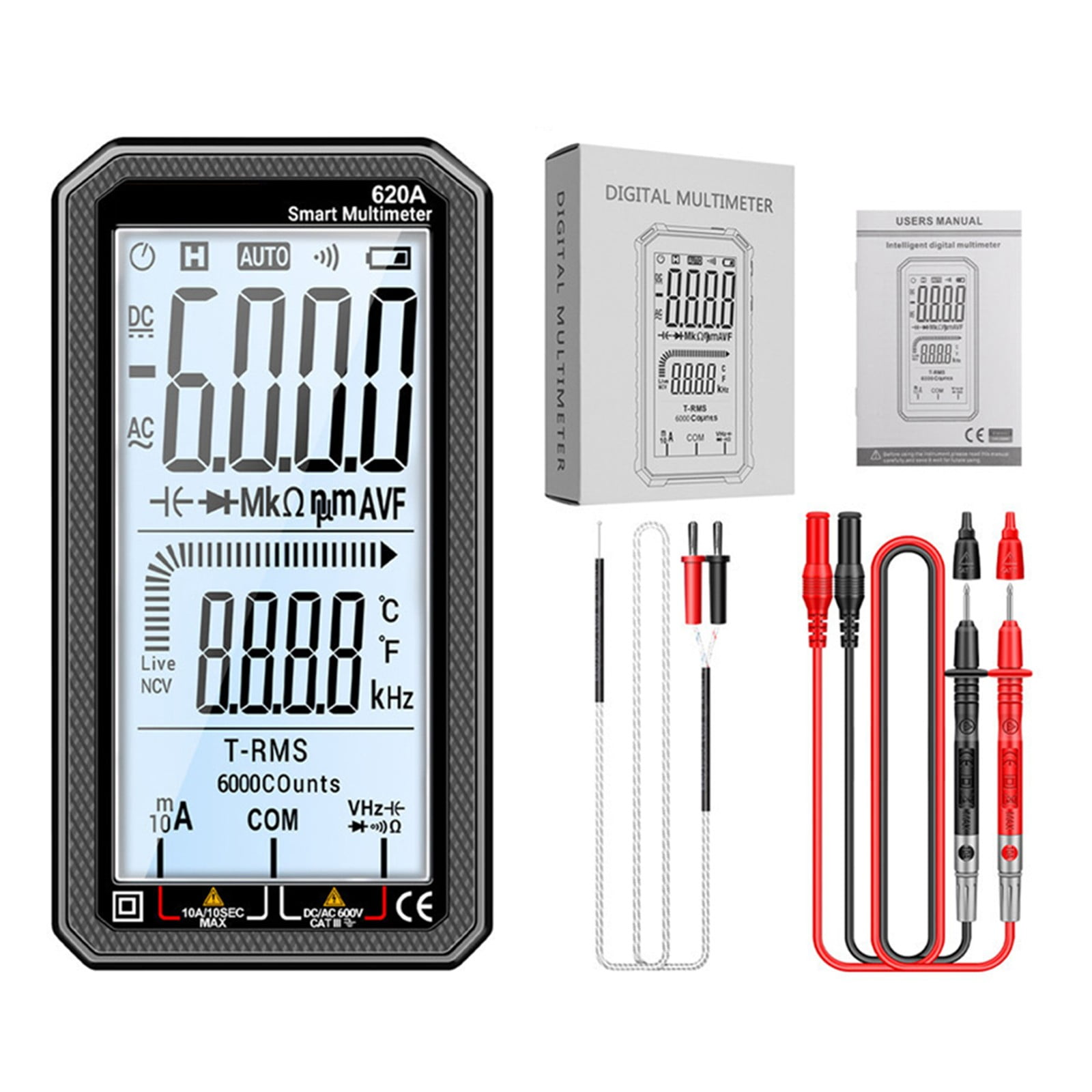 620A Full-screen Smart Multimeter Digital Automatic NCV Multimeter 6000 ...