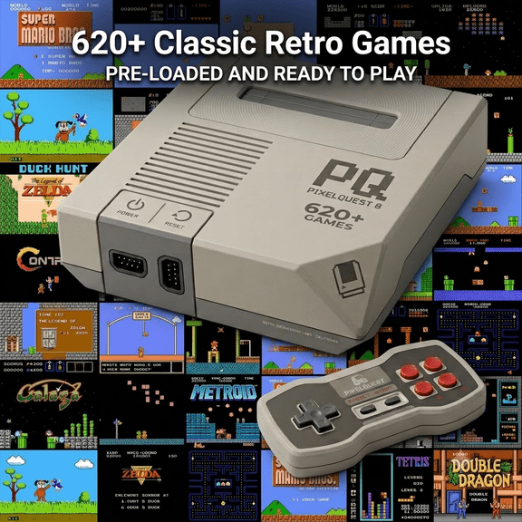620Games Wireless High Definition Retro Game Console, Retro Two Player Game Console with Two Game Controllers | Compatible with TVs, Computers, and Projectors, Great Choice for Holiday and Cozy Momen