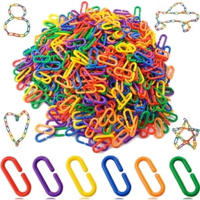 620PCS Rainbow C-Clips Plastic Chain Links, Bird Swing & Climbing Chain Cage Toy Clips & Hooks, DIY Kids Learning Toys for Classroom, Suitable for Sugar Glider, Rat, Parrot, Bird