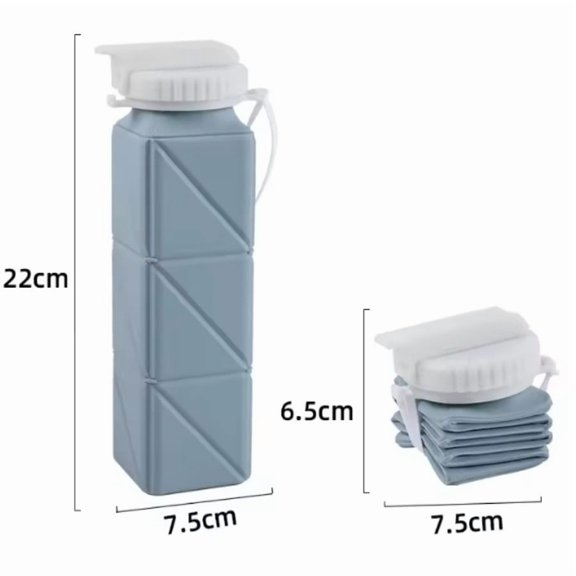 620ml Foldableable Water Bottle Cup with Straw Lid, Leak-Proof Bpa, Free Silicone Foldableable Water Bottle, Suitable for Travel, Gym, Camping, Sports