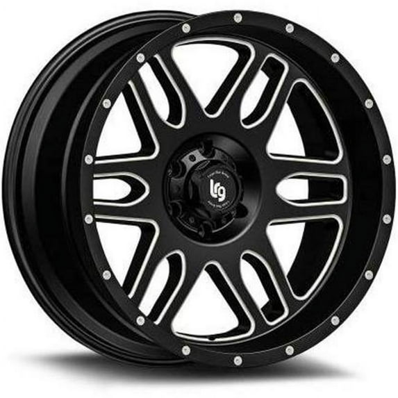 621083924N 20 x 10 in. 6 x 5.5 Bolt Pattern 4.5 in. Matte Black & Milled Wheels, Large