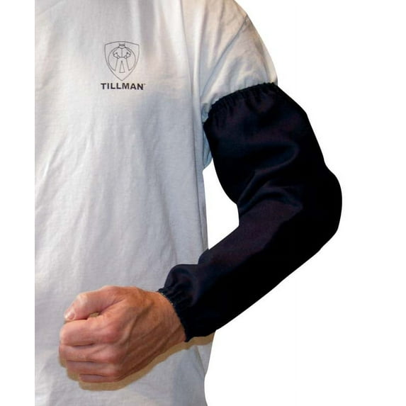 6218B 18 9 oz. Navy FR Cotton Welding Sleeves Elastic at Both Ends