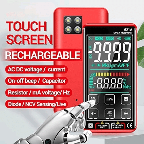 621A Smart Digital Multimeter with Touch Screen, 9999 Counts, Auto Range, Rechargeable, Portable, NCV, Universal Meter, Voltmeter, Ammeter$$Tools & Hardware Other