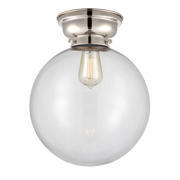 623-1F-PN-G202-12-Innovations Lighting-Beacon - 1 Light Flush Mount In Industrial Style-13.15 Inches Tall and 12 Inches Wide-Polished Nickel