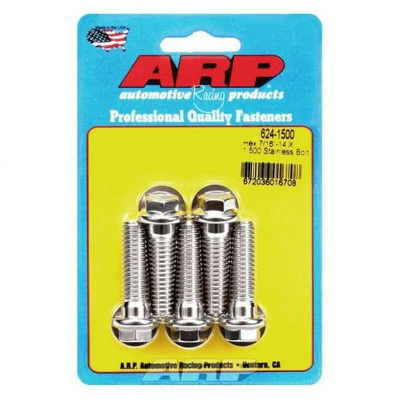 624-1500 0.43-14 x 1.5 in. Stainless Steel 6 Point Bolt Kit - Set of 5