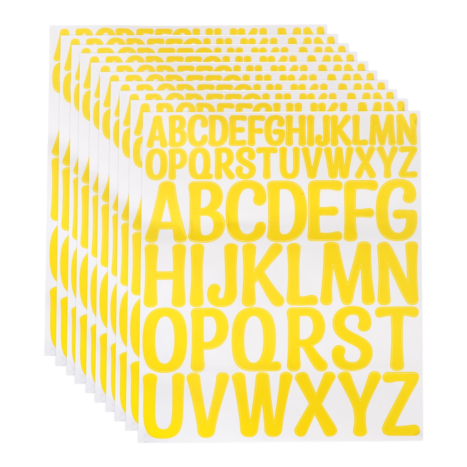 624 Pieces Vinyl Letter Stickers, 12 Sheets 2 Inch Yellow Artistic Font ...