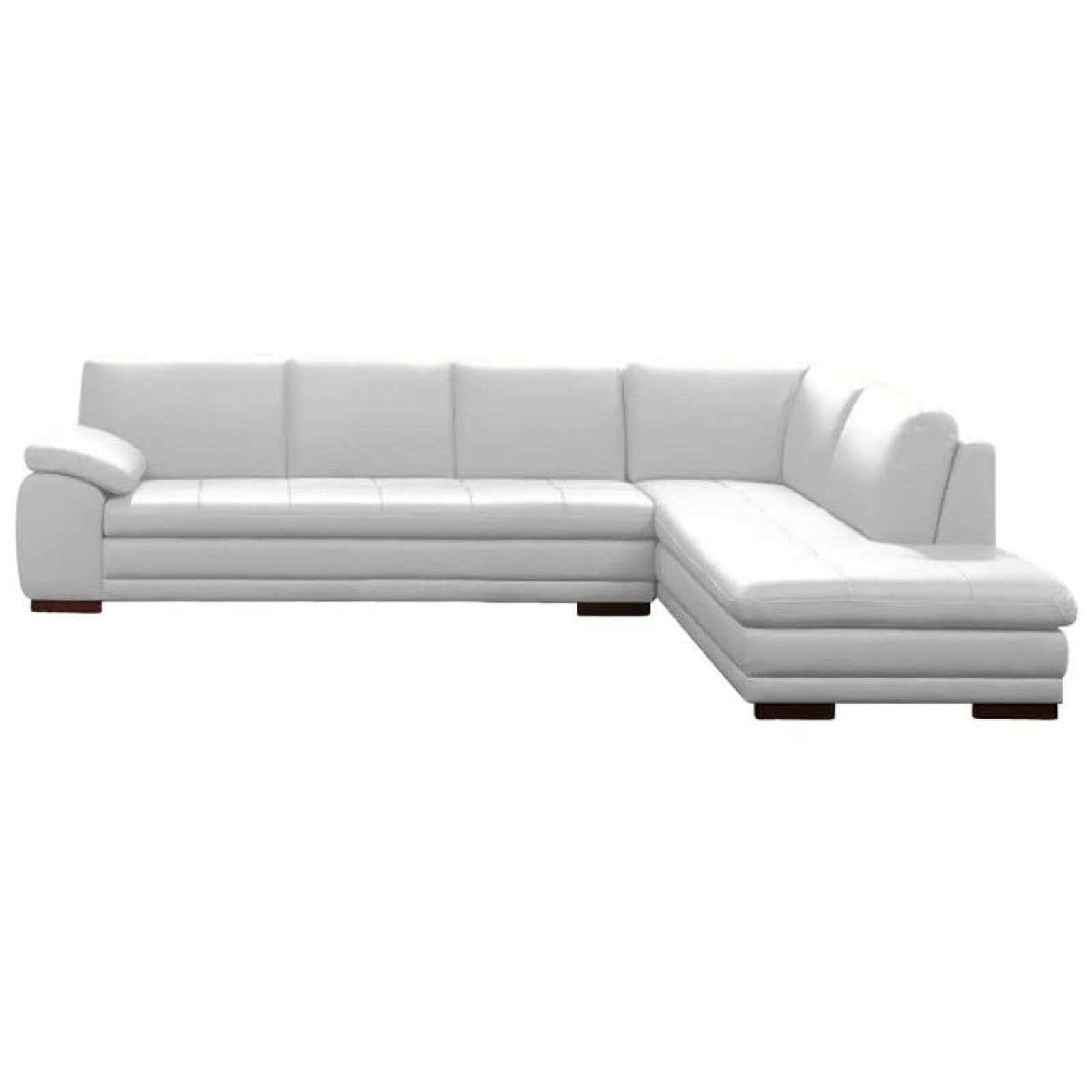 625 Modern Italian Leather Sectional, White, Right Facing Chaise