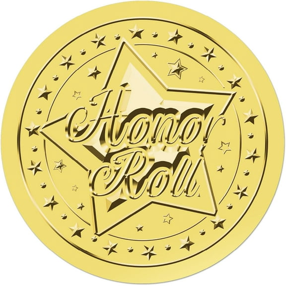 625Pcs Honor Roll Star Gold Certificates Stickers 1.5 Foil Embossed Self Adhesive Envelopes Seals Round Labels for Invitation Graduation Award Corporate Diplomas Wedding Gift Wrapping Decor