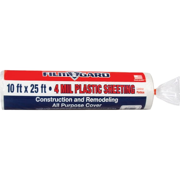 Consumer Plastic Sheeting - Durable Polyethylene, Clear - 10' x 25', 4 Mil Thick