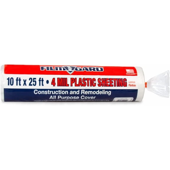 626170 Consumer Plastic Sheeting 10’ Width x 25’ Length x 4 mil thick, Clear