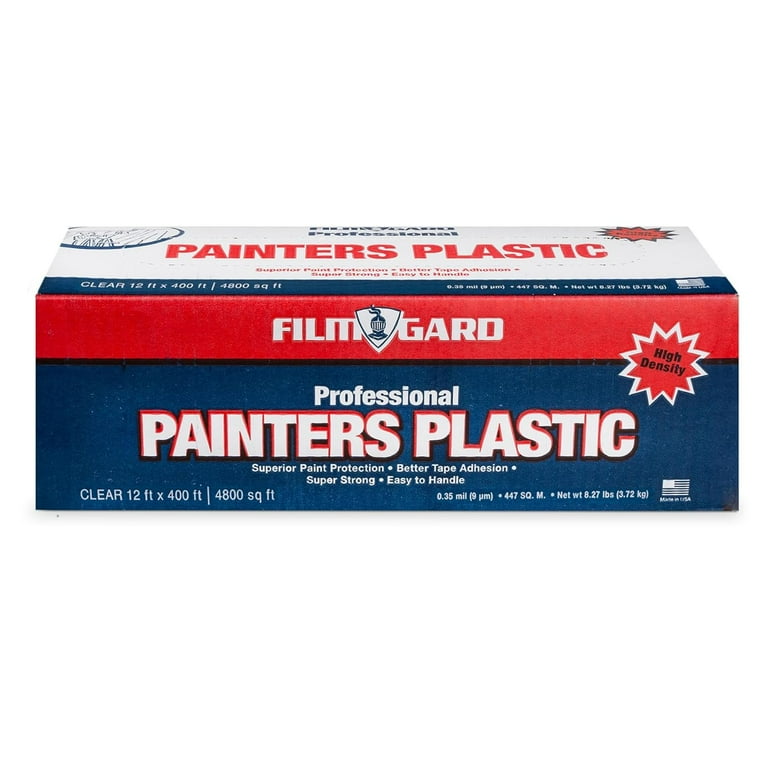 626263 High Density Professional Painter s Plastic 400 Length x 12 Width x 0.35 mil Thick Clear Walmart