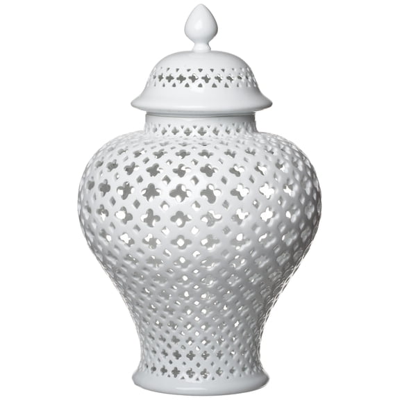 Two's Company Carthage Large Pierced Covered Lantern - Porcelain