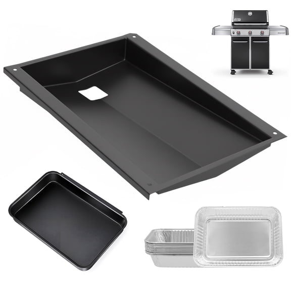 62757 Grease Tray, 67047 Catch Pan for Weber Genesis 300 Series, Fits Weber Genesis E-310 S-310 E-330 S-330 E-330, Includes 10 pcs Aluminum Liners