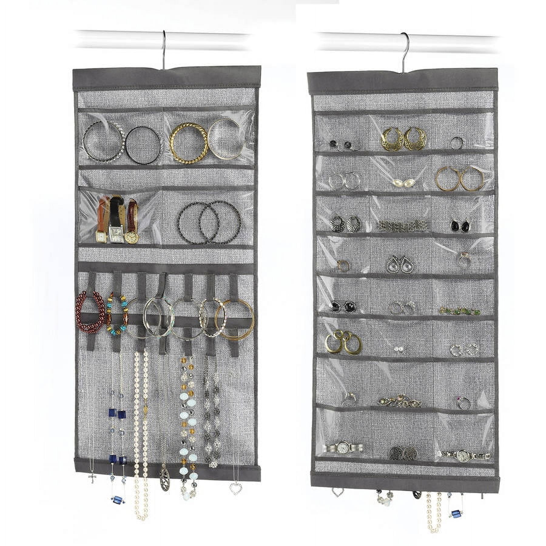 6283-4895 13.5 W x 28.5 H Grey Hanging Jewelry Organizer