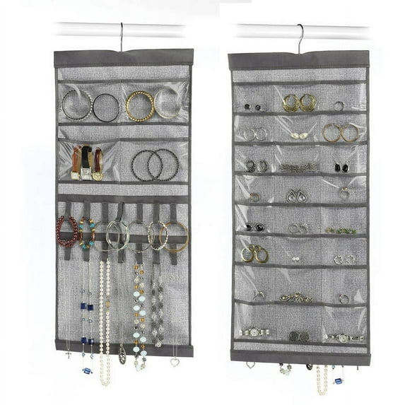 6283-4895 13.5 W x 28.5 H Grey Hanging Jewelry Organizer