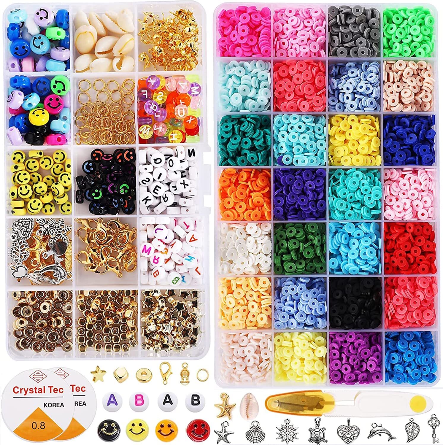 6285PCS Bracelet Making Clay Bead Set, 28 Colors 6mm For Jewelry Making  Crafts DIY Necklace Gift 