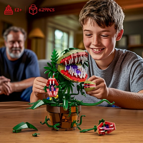 629pcs Movie Piranha Plant Audrey II Building Block Set - Durable ABS, DIY Craft Kit | Horror Flower Shop Decor, Halloween/Christmas Gift, Collectible Detailed Model for Builders/Lovers