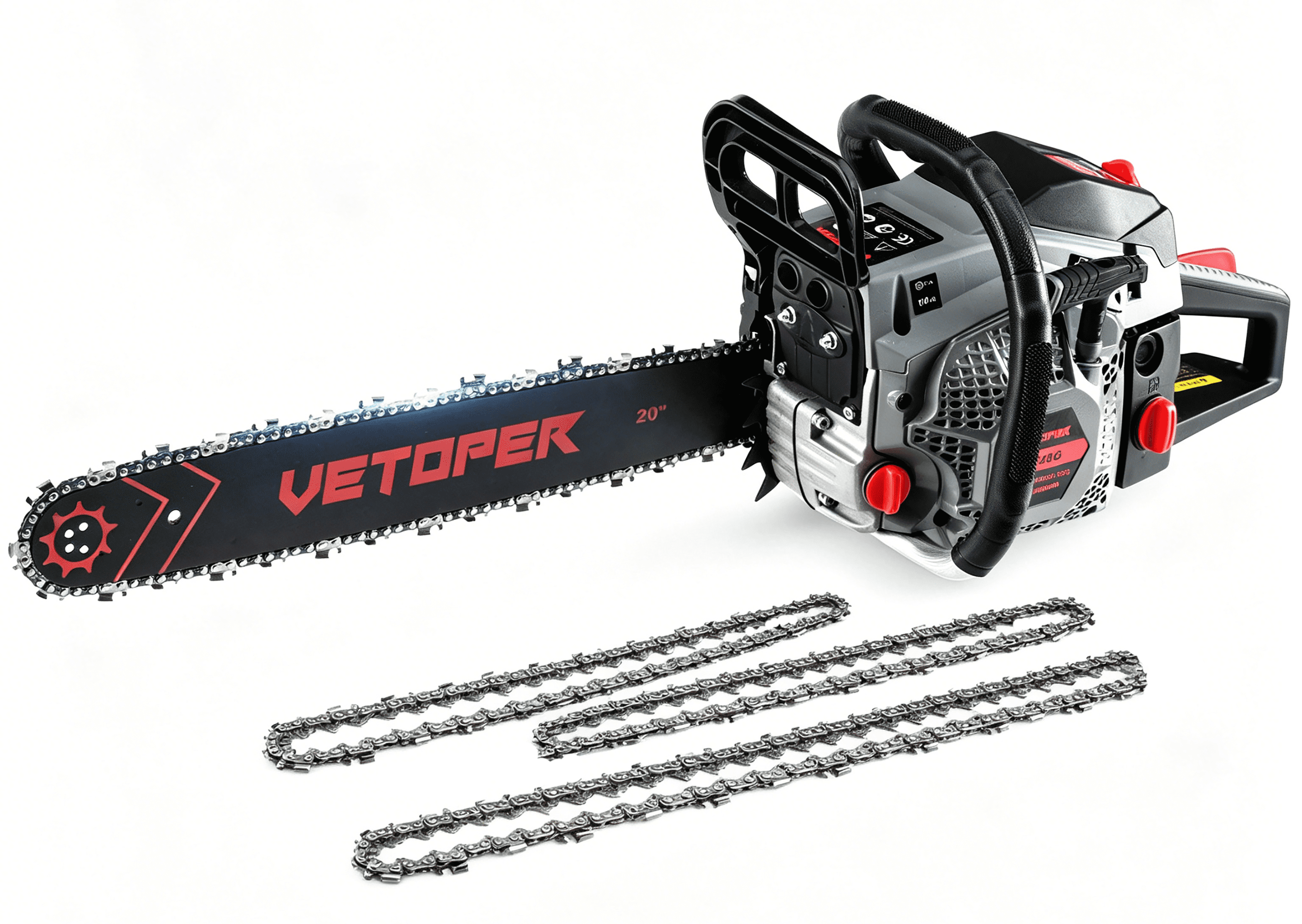 62CC 20" 2-Stroke Gas Chainsaw, Heavy-Duty Cordless Chainsaw for Efficient Tree & Wood Cutting with 3 Chains