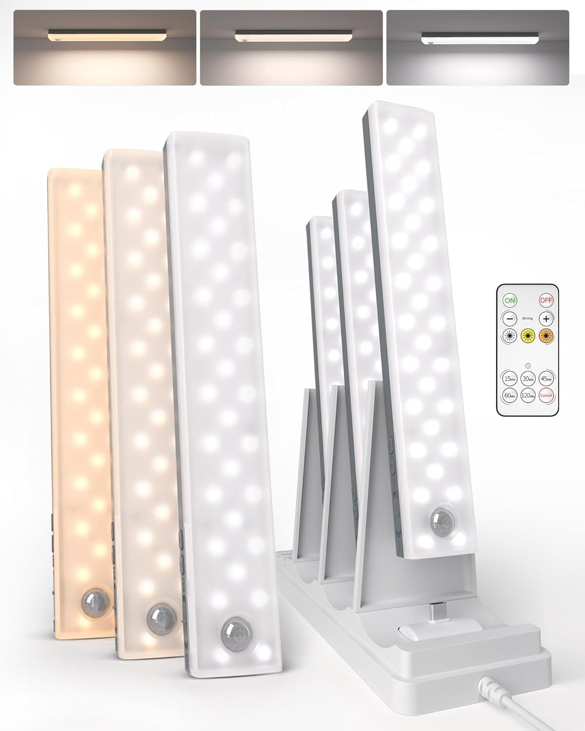 62LED Under Cabinet Lighting with Charging Station 6 Pack, 2000mAh ...