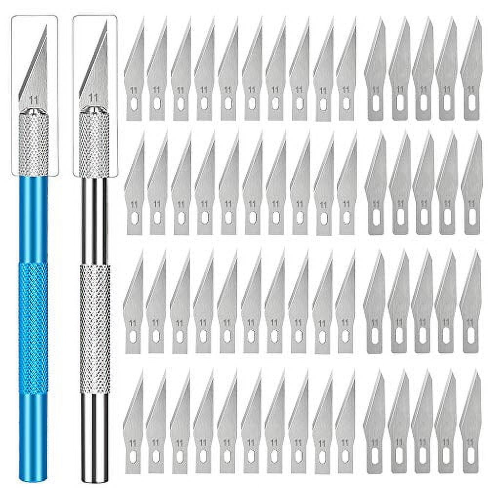 62PCS Precision Craft Knife Set Hobby Knife Set 2 Hobby Knife Handles and  60 Carving Craft Knife Blades with Storage Case, for Art, Cutting,  Scrapbook 