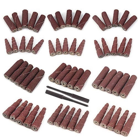 62Pcs Mini Sanding Cone Engine Porting Assortment Kit Cone Cylinder Shaped 1/4inch Shank Abrasive Sanding Set Sleeve Sandpaper Roll$$Tools