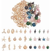 62Pcs Ocean Starfish Seashell Charms 31 Styles Tibetan Conch Ocean Charms Colorful Enamel Sea Animal Charm Summer Charm