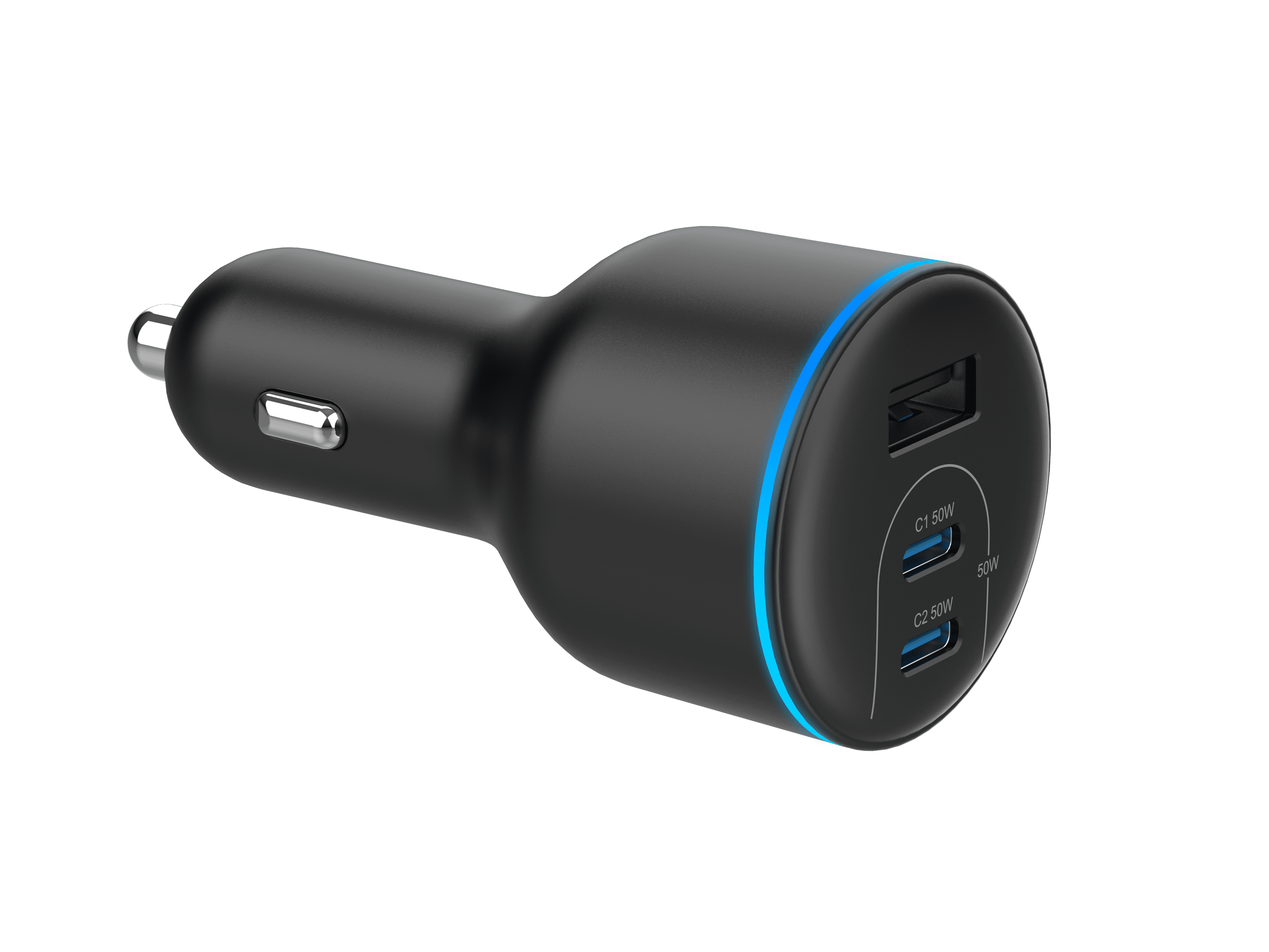 Onn 62W Multi-Port USB-C/USB-A Car Charger, Fast Charging, USB-IF Certified, Foldable Plug, White - Compatible with iPhone, iPad, AirPods, Samsung Galaxy, Note, Pixel & More