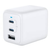 Onn 62W Multi-Port Wall Charger, Fast Charging, USB-C/USB-A, USB-IF Certified, Foldable Plug, White