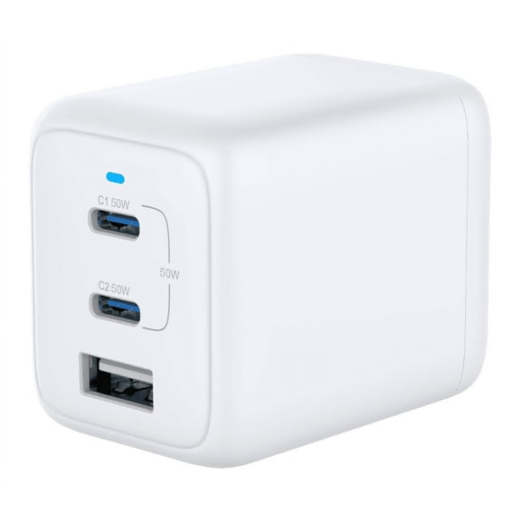 onn 62W Multi-Port USB-C/USB-A wall charger, Fast charging, USB-IF certified, Foldable plug, white - Compatible with iPhone, iPad, AirPods, Samsung Galaxy, Note, Pixel & More