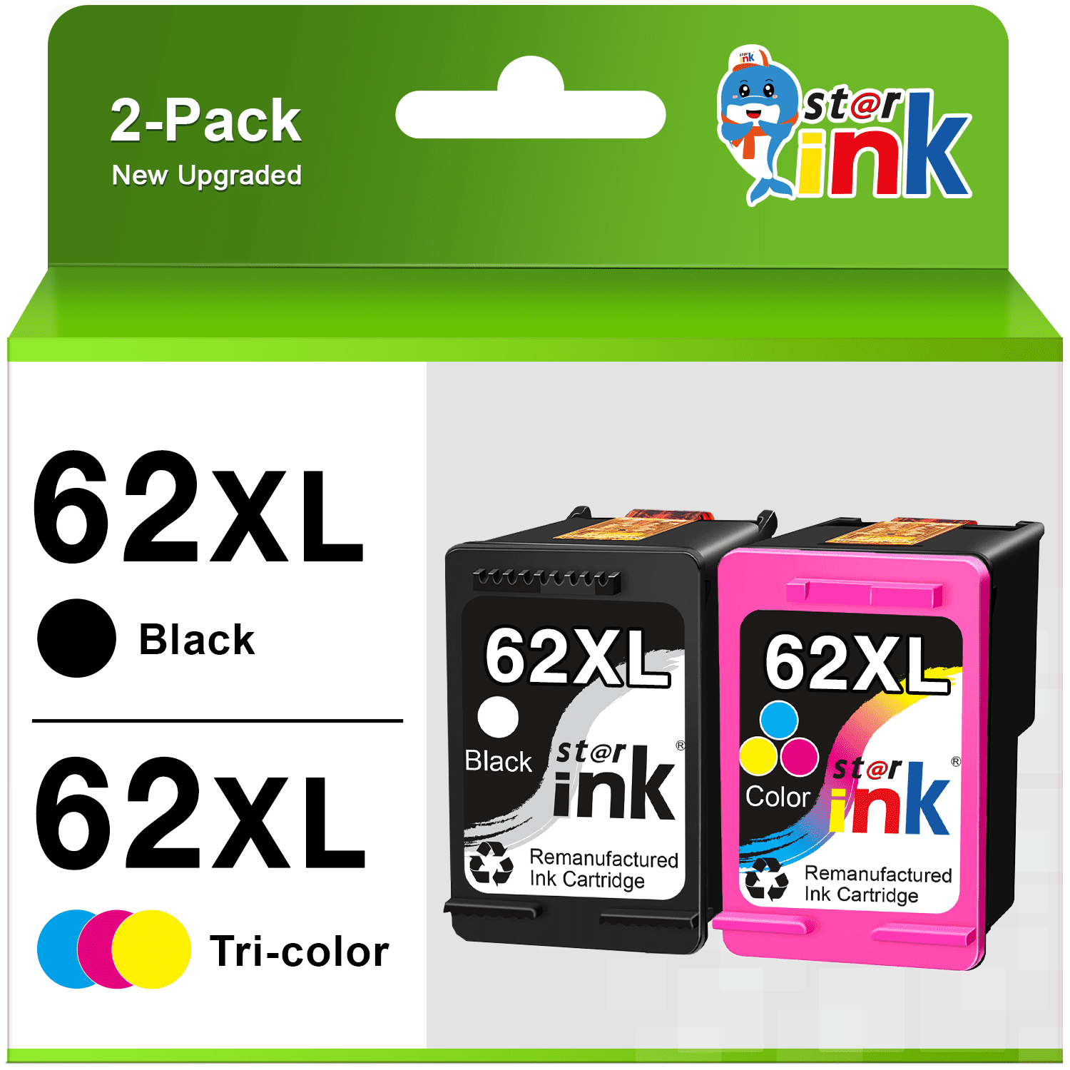 62XL 62 Ink Cartridge for HP Printer Ink 62 XL 62XL Black and TriColor