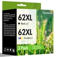 thumbnail image 1 of 62XL 62 Ink Cartridges Compatible for 62 62XL Black and Color for Envy 5540 5640 5660 7640 7644 5740 5741 8040 8000 OfficeJet 200 250 Printer (3 Pack, 2 x Black, Tri-color), 1 of 8