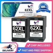 62XL Black Ink Cartridges Replacement for HP Ink 62 to Use with Envy 5540, 5542,5640, 5642,Officejet 200c 250 258 5742 5743 5744(2 Pack)