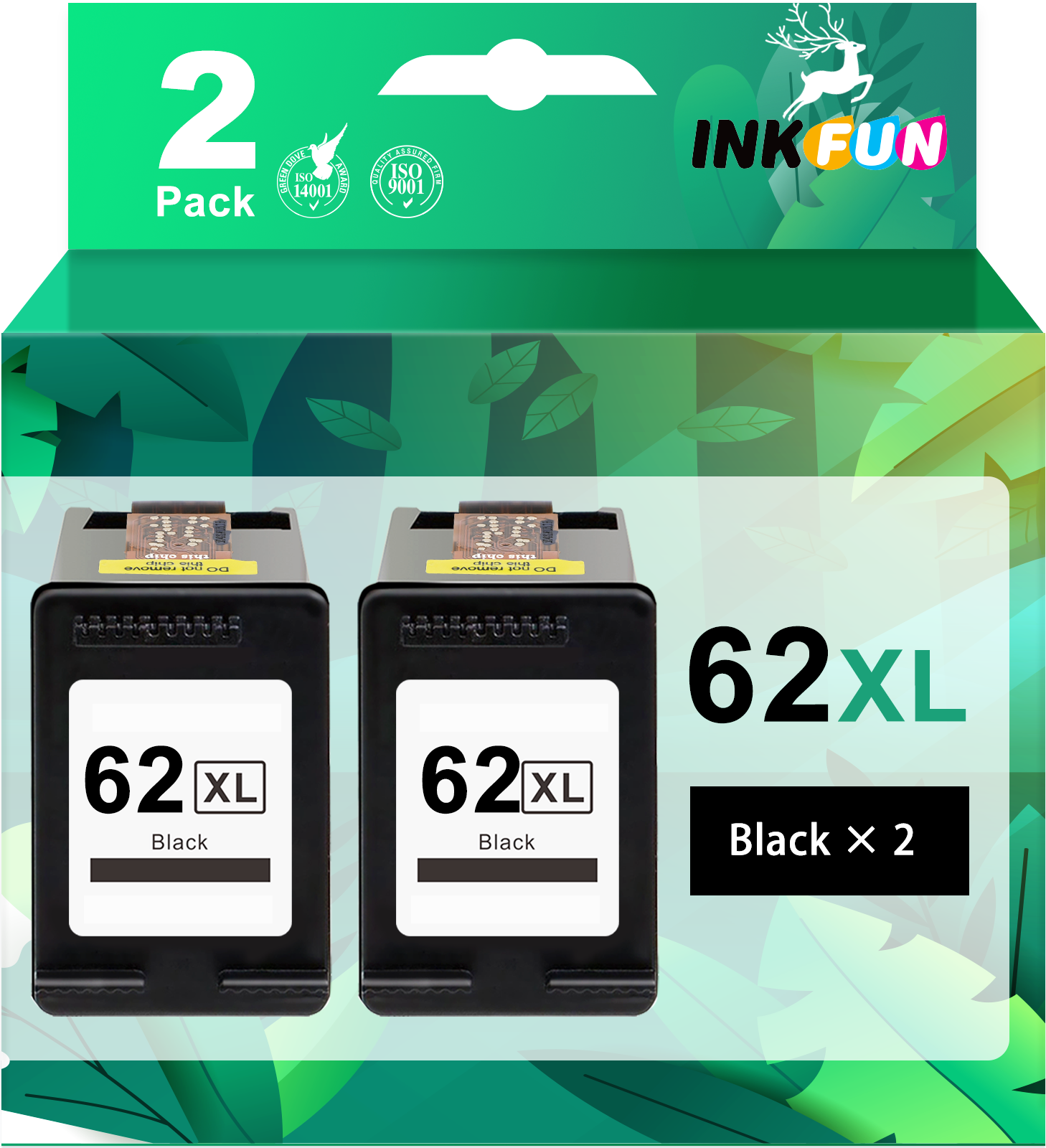 62XL Black Ink cartridges Replacement for HP 62XL Black Ink cartridges