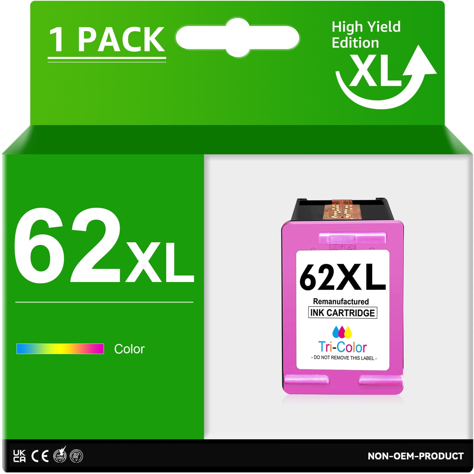 62XL Color Ink cartridge Replacement for HP 62XL TriColor Ink
