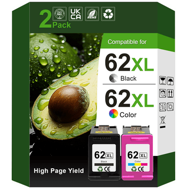 62 Ink Cartridges Compatible for HP 62XL Ink Cartridges Combo for Printer Ink HP 62 62XL (Black Tri-Color)