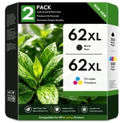 62XL Ink Cartridge Compatible for HP62 XL Ink Cartridges Ink 62 for Envy 7640 5660 Officejet 5745 Printer 2-Pack