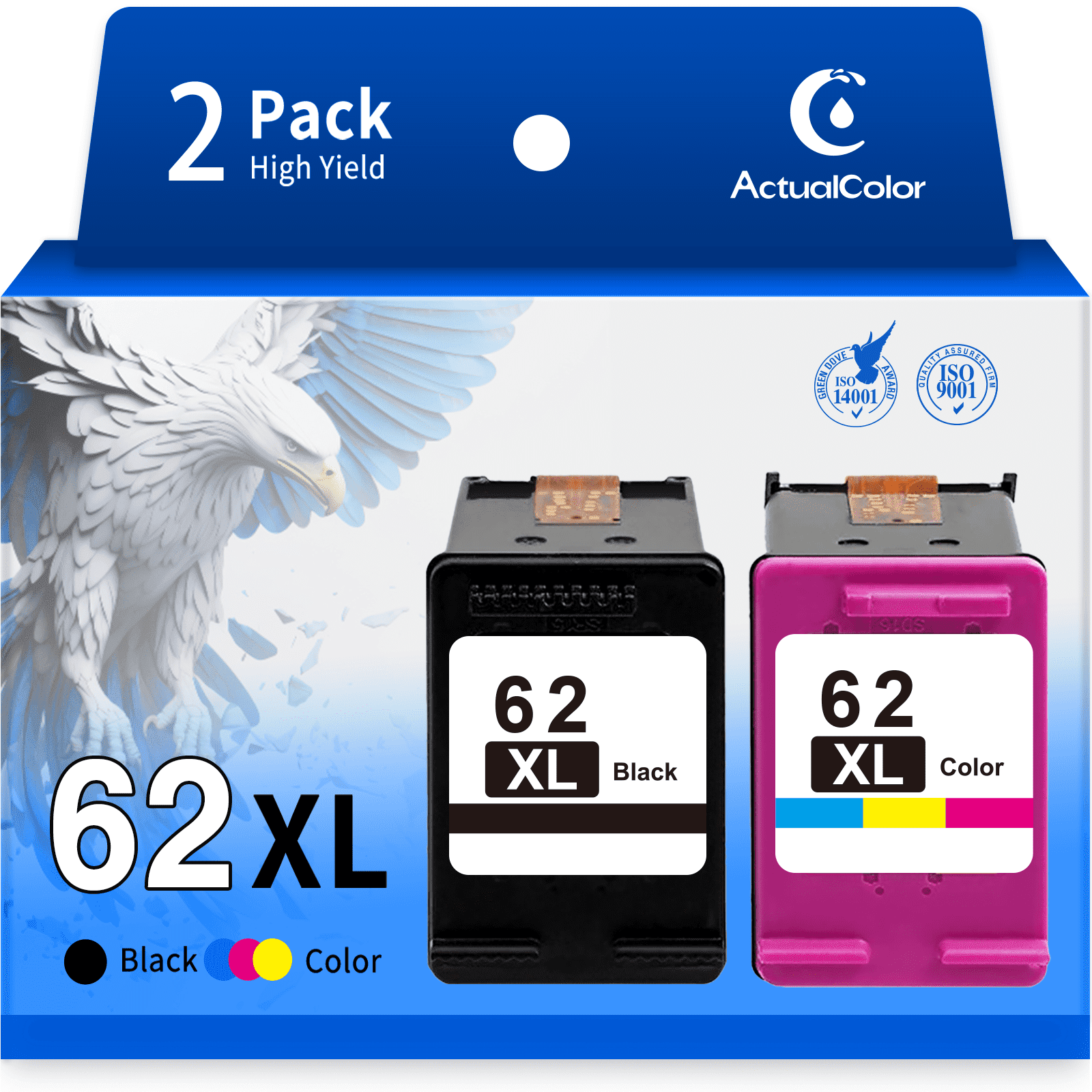 HP 62XL Ink Cartridges for Envy 5540, 5660, 7640; OfficeJet 200, 250