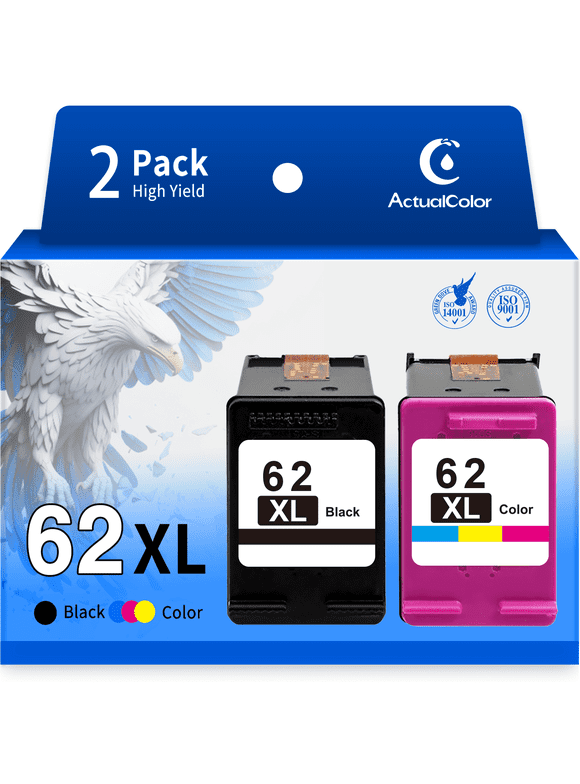 62XL Ink Cartridge for HP Printer Ink 62 XL 62XL Ink Cartridge Combo Pack for HP Envy 5540 5640 5642 5643 5660 7640 7644 7645 OfficeJet 200 250 5740 5746 8040 Printer (Black and Tri-color)