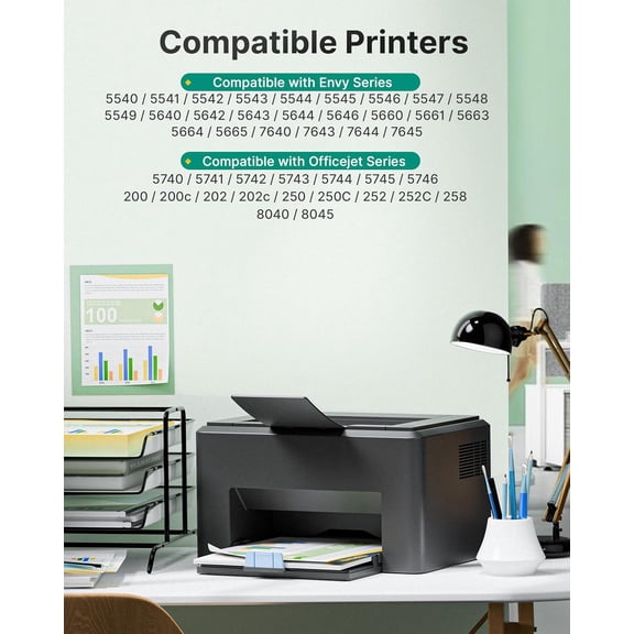 62XL Ink Cartridges (2 Black) Replacement for 62 Black Ink Cartridge 62XL High Yield Works with Envy 5540 5544 5545 5642 5660 5664 7640 7645 OfficeJet 200 250 258 5740 5745 5746 Series | C2P05AN