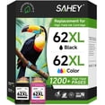 thumbnail image 1 of 62XL Ink Cartridges Compatible for 62XL Ink Cartridge for Envy 5530 5540 5640 5660 7640 7645 Officejet 5740 8040 Series Printer ( 2-Pack，Tri-Color ，Black）, 1 of 9