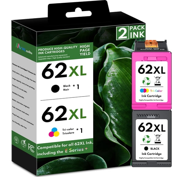 62 Ink Cartridges Compatible for HP 62XL Ink Cartridges for 5540 5541 5542 5543 Printer (2 Pack)