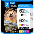 thumbnail image 1 of 62XL Ink Cartridges Compatible for HP 62 Ink Cartridges for Printer Ink HP Ink 62 Black and Tri-Color，2 Pack, 1 of 9