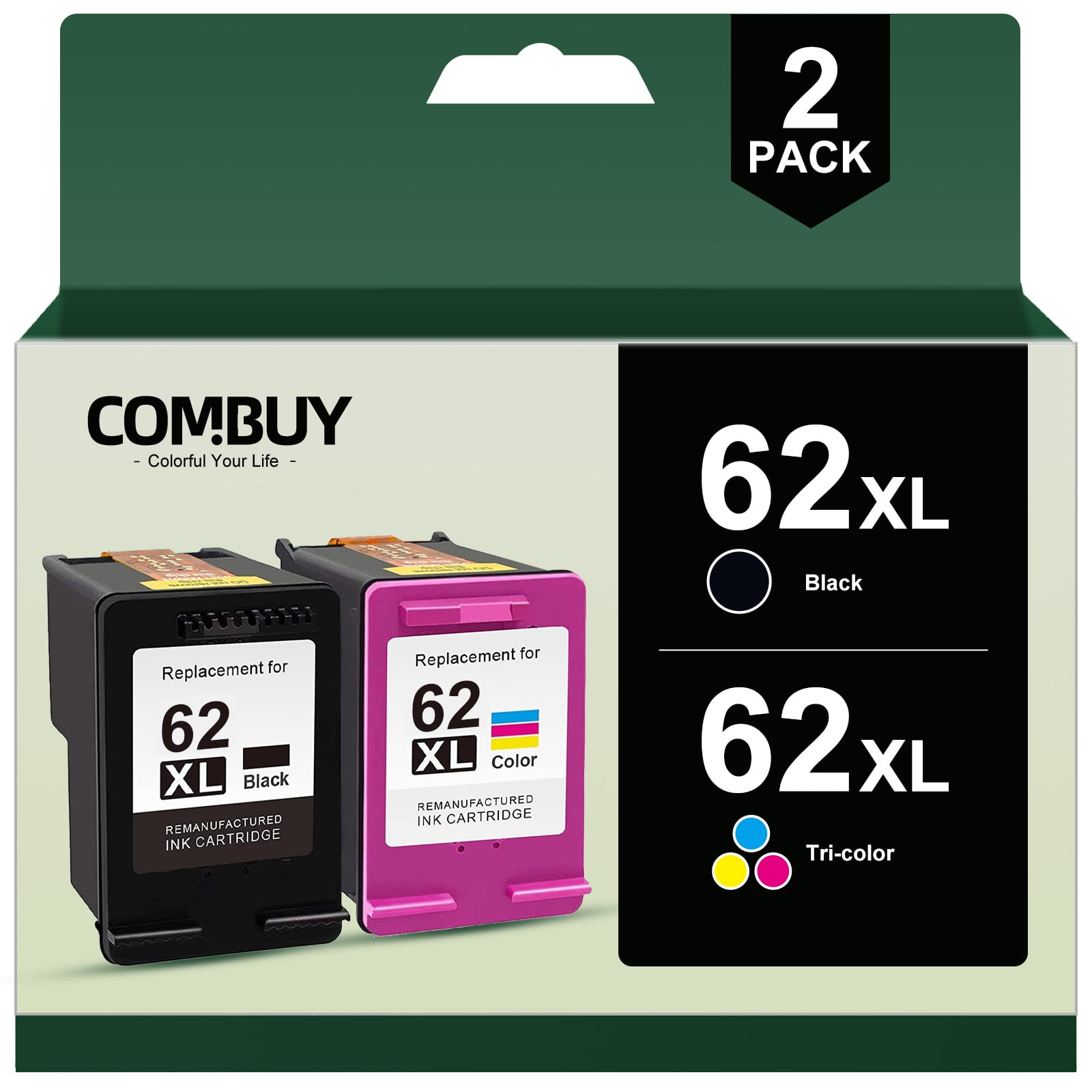 Economink Remanufactured 62 Black Ink Cartridge Replacement for HP 62XL  High Yield to use for Envy 7640 5660 5540 7645 7644 5643 5640 5661 5642  7643