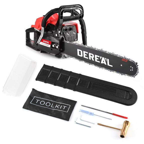 62cc 20 Inch Red Gas Chainsaw, 2-Stroke High Power Gasoline Chain Saw