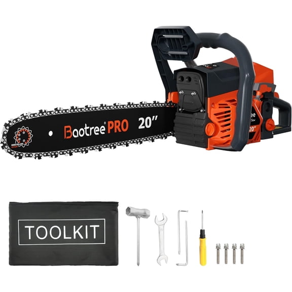 62cc Gas Chainsaw 20 Inch Professional Chainsaw with 2-Cycle Engine & Anti-Vibration System, Quick Start Technology for Tree Cutting, Firewood, Logging