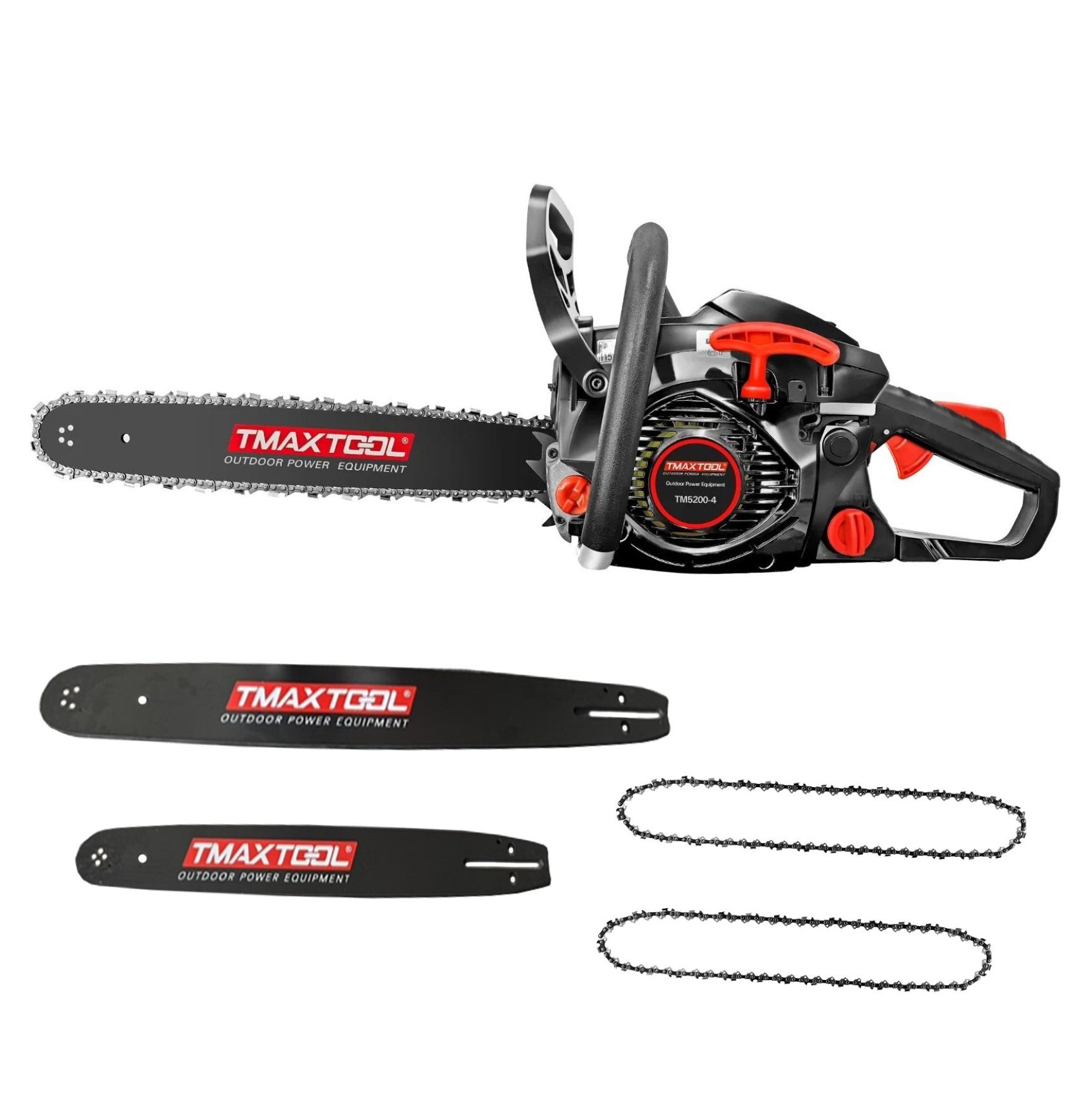 62cc Powerful 20 inch +16 inch Gas Chainsaw with 2 Stroke Perfect for Pruning, Limbing, and Sawmill Operations-black