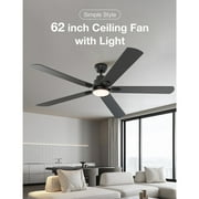 Warmiplanet 62” Satin Black Integrated LED Ceiling Fan with Light Kit and Remote Control