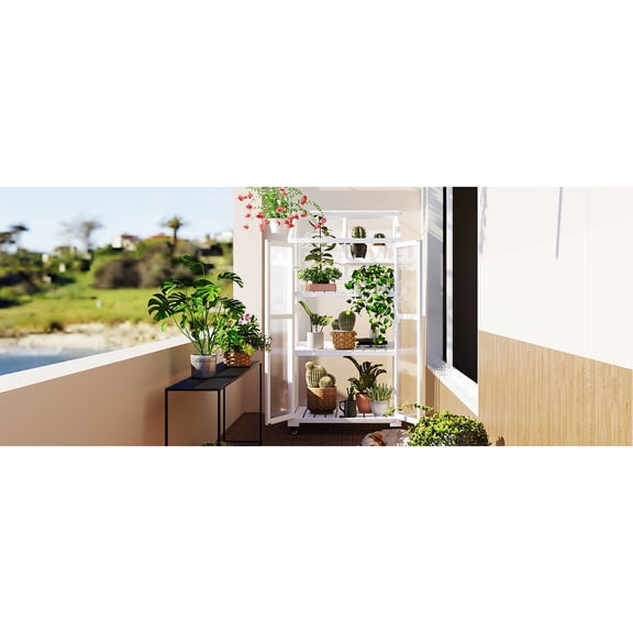 62inch Height Portable Greenhouse With Detachable Wheels And Versatile Shelving Base Shelf System For Outdoor Use