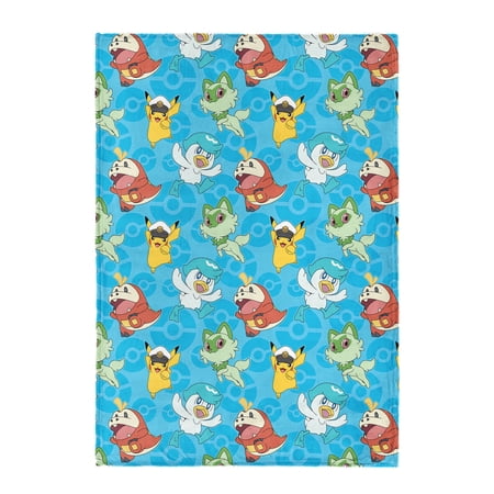 Pokemon Horizon Pokeballs Twin/Full Silk Touch Blanket for Kids, 62x90 inches