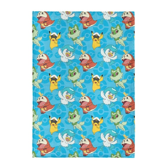 Pokemon Horizon Pokeballs Twin/Full Silk Touch Blanket for Kids, 62x90 inches